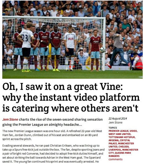 Vine piece from Four Four Two